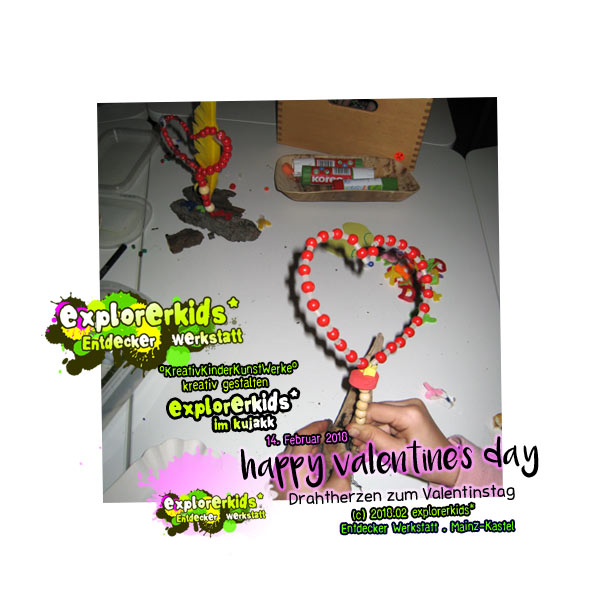 happy valentine's day 2018 . Drahtherzen zum Valentinstag . explorerkids*