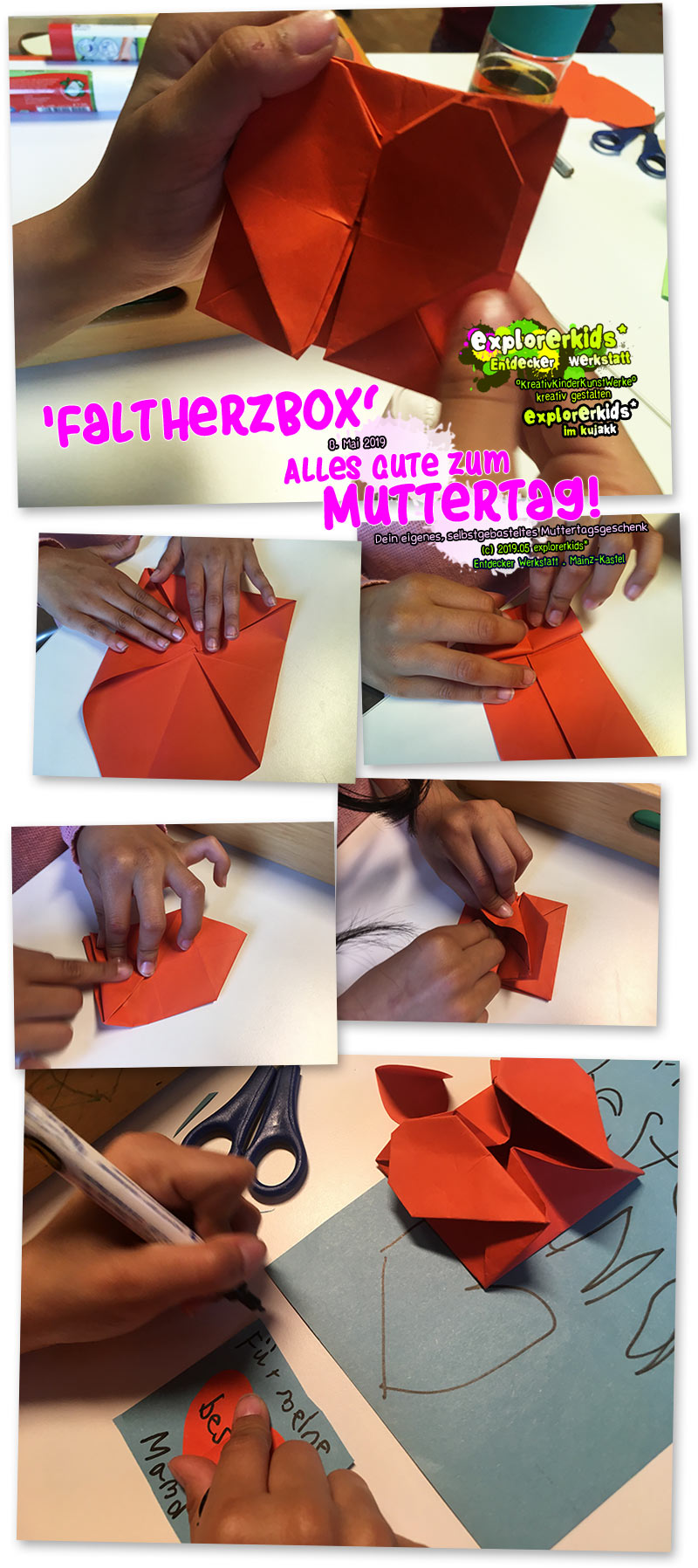 Alles Gute zum Muttertag! . FaltHerzBox . explorerkids* . Entdecker Werkstatt im kujakk