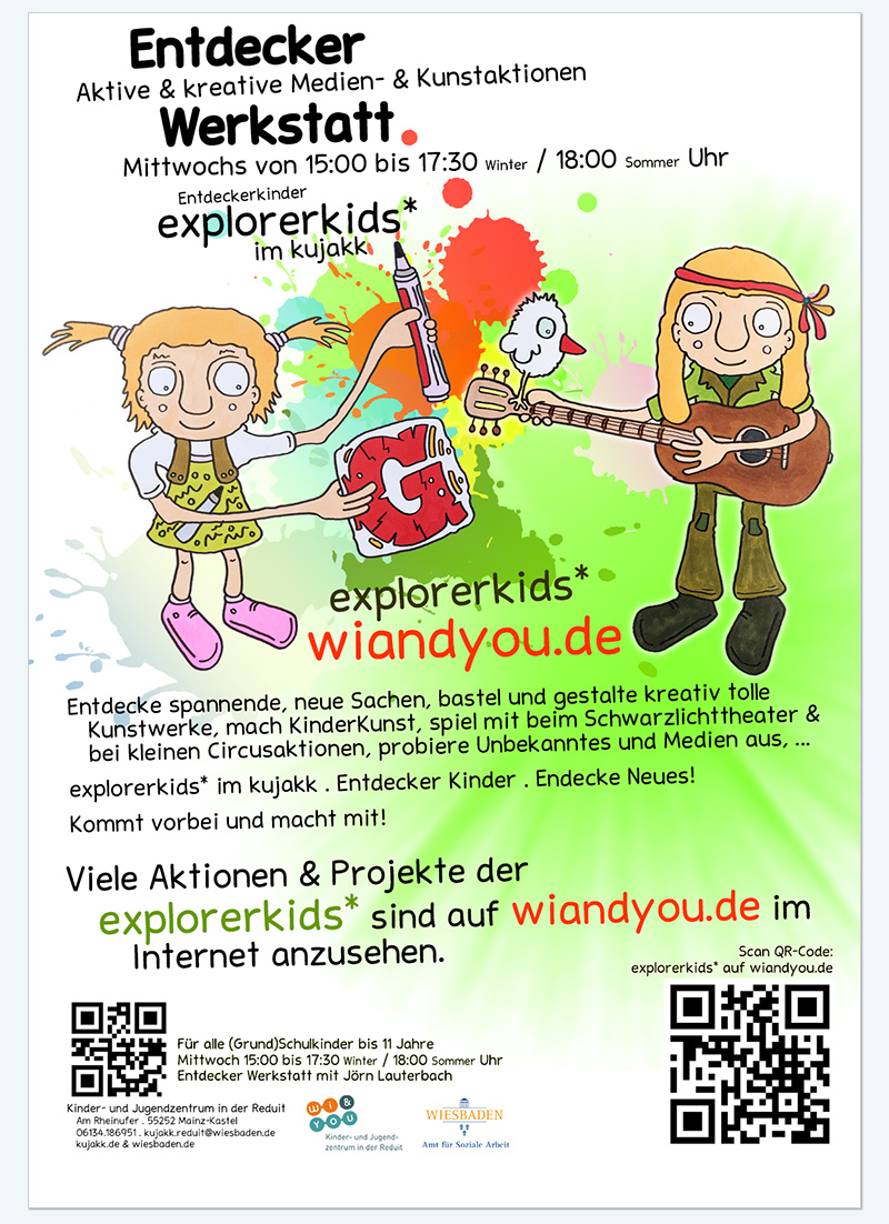 explorerkids* auf wiandyou.de . ...viele Aktionen und Projekte sind hier anzusehen: . explorerkids* . Entdecker Werkstatt . kujakk . Kinder- und Jugendzentrum in der Reduit . Mainz-Kastel