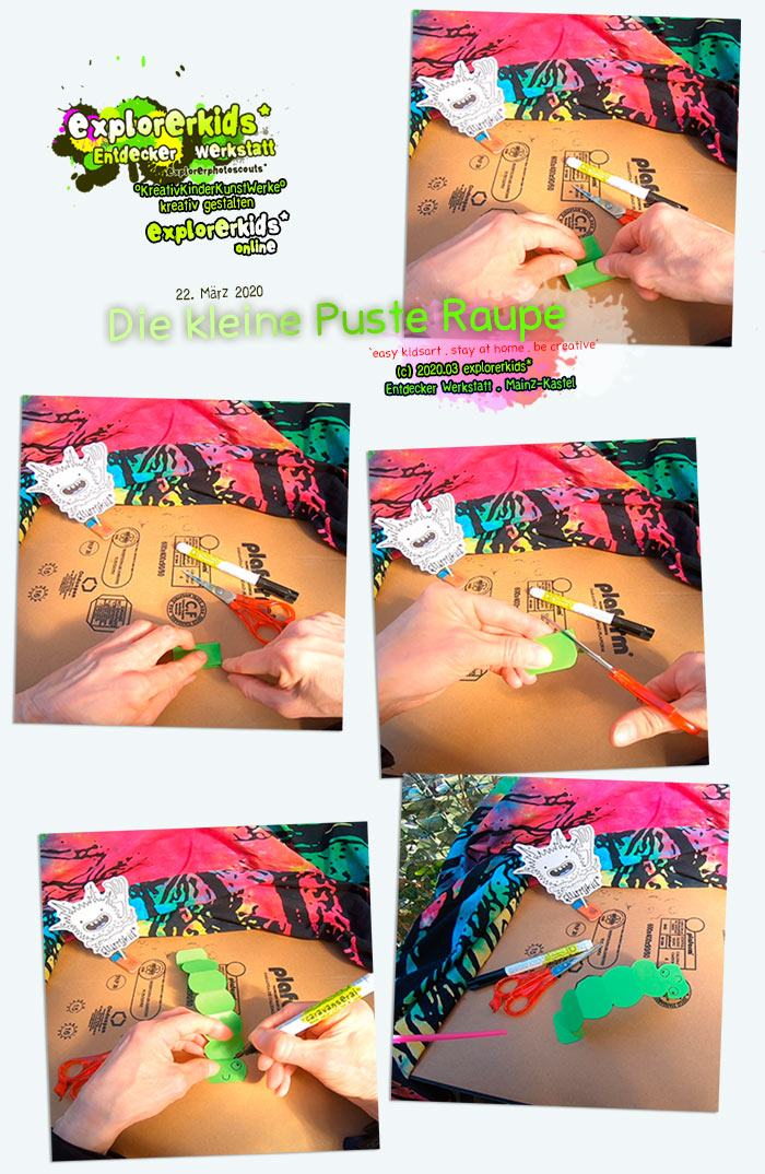 Die kleine Puste Raupe . ...und sie kann richtig krabbeln! . stay at home . be creative _ bleib zuhause . sei kreativ . #epkartwork #easykidsart . explorerkids* online . explorerphotoscouts* . 22. März 2020 flurrykid* by morningrise* . jOrn . creativesocialmediacloud & artkonserve.de . Entdecker Werkstatt im kujakk . Kinder- und Jugendzentrum in der Reduit . Mainz-Kastel