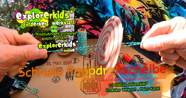Schnelle Pappdrehscheibe . ...hier wird dir fast schon schwindelig! . stay at home . be creative _ bleib zuhause . sei kreativ . #epkartwork #easykidsart . explorerkids* online . explorerphotoscouts* . 22. März 2020 flurrykid* by morningrise* . jOrn . creativesocialmediacloud & artkonserve.de . Entdecker Werkstatt im kujakk . Kinder- und Jugendzentrum in der Reduit . Mainz-Kastel