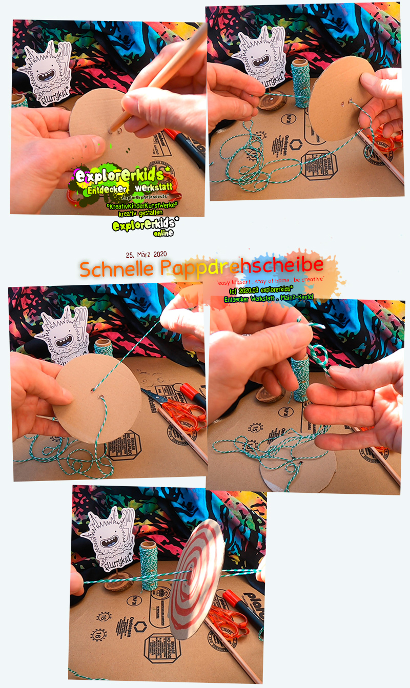 Schnelle Pappdrehscheibe . ...hier wird dir fast schon schwindelig! . stay at home . be creative _ bleib zuhause . sei kreativ . #epkartwork #easykidsart . explorerkids* online . explorerphotoscouts* . 22. März 2020 flurrykid* by morningrise* . jOrn . creativesocialmediacloud & artkonserve.de . Entdecker Werkstatt im kujakk . Kinder- und Jugendzentrum in der Reduit . Mainz-Kastel