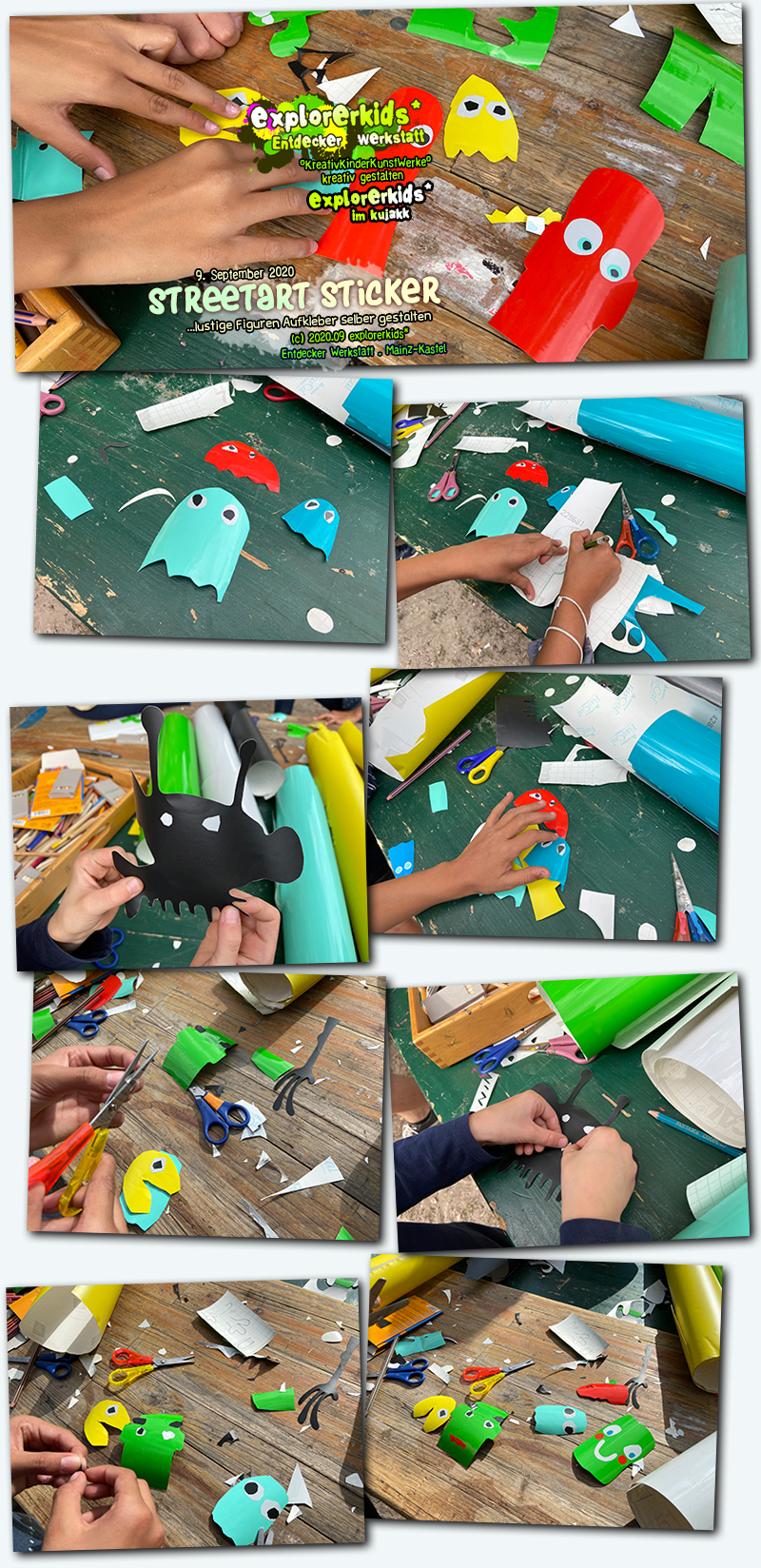 Streetart Sticker . ...lustige Figuren Aufkleber selber gestalten . 9. September 2020 . explorerkids* . Entdecker Werkstatt . kujakk . Kinder- und Jugendzentrum in der Reduit . Mainz-Kastel