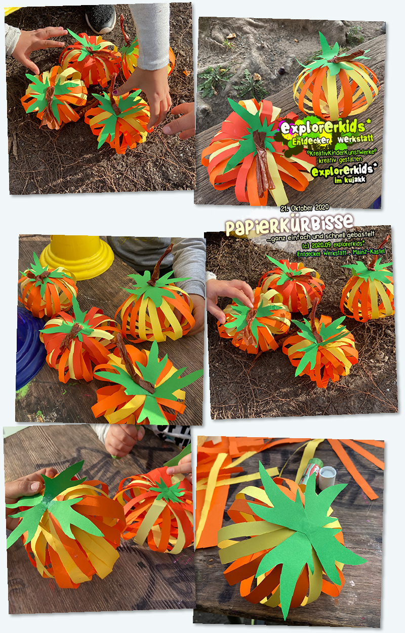 Papierkürbisse
...ganz schnell und einfach gebastelt! . 21. Oktober 2020 . explorerkids* . Entdecker Werkstatt . kujakk . Kinder- und Jugendzentrum in der Reduit . Mainz-Kastel