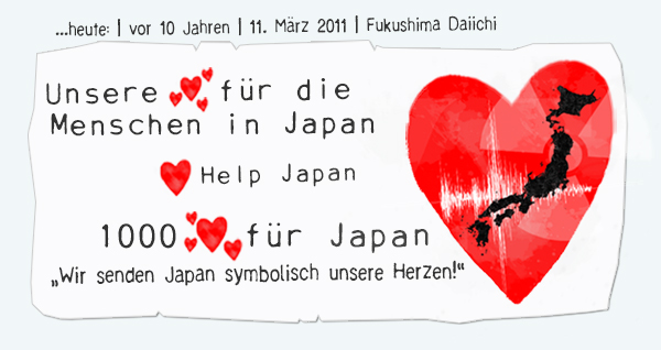 ...heute: | vor 10 Jahren | 11. März 2011 | Fukushima Daiichi . Nuklearkatastrophe im Kernkraftwerk Fukushima Daiichi . 11. März 2021 . explorerkids* . Entdecker Werkstatt im kujakk . kujakk . Kinder- und Jugendzentrum in der Reduit . Mainz-Kastel . & . gct . graeselcityteens ...auf dem Gräselberg . Stadtteilzentrum Gräselberg . Wiesbaden