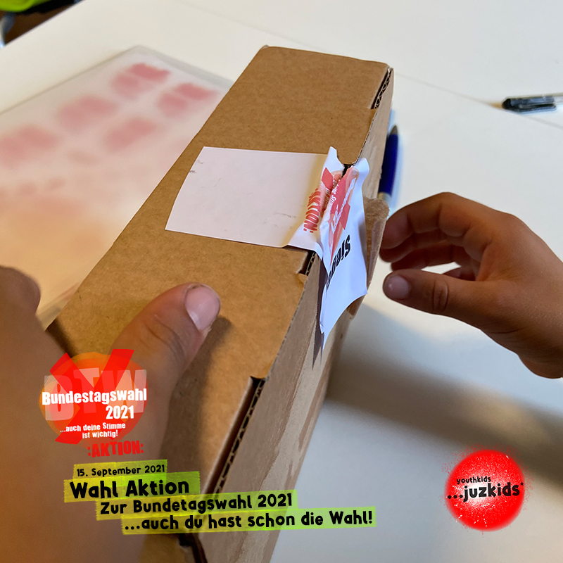 Wahl Aktion zur Bundestagswahl 2021 . ...auch du hast schon die Wahl! . 15. September 2021 . youthkids . ...juzkids* . Jungentag im kujakk . Kinder- und Jugendzentrum in der Reduit Mainz-Kastel