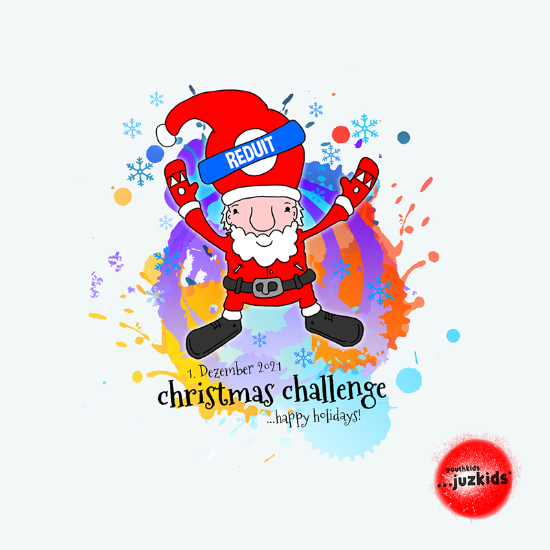 christmas challenge 2021 . ...happy holidays! . 1. Dezember 2021 . youthkids . ...juzkids* . Jungengruppe im kujakk . Kinder- und Jugendzentrum in der Reduit Mainz-Kastel