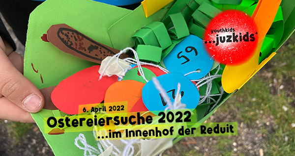 Ostereiersuche 2022 . ...im Innenhof der Reduit . 6. April 2022 . yjk . youthkids . ...juzkids* . Jungengruppe im kujakk . Kinder- und Jugendzentrum in der Reduit Mainz-Kastel