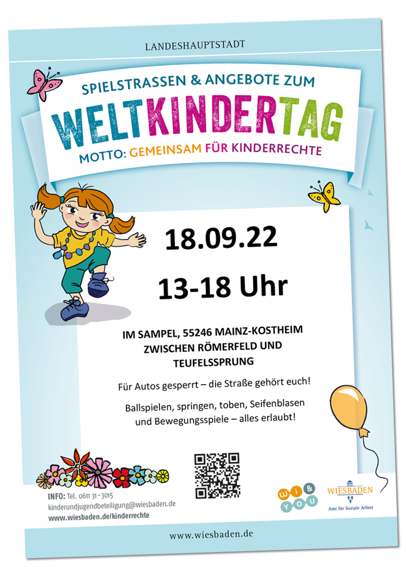 Weltkindertag 2022 . SpielstraÃŸen . Gemeinsam fÃ¼r Kinderechte . 18. September 2022 . kujakk . Kinder- und Jugendzentrum in der Reduit . Mainz-Kastel