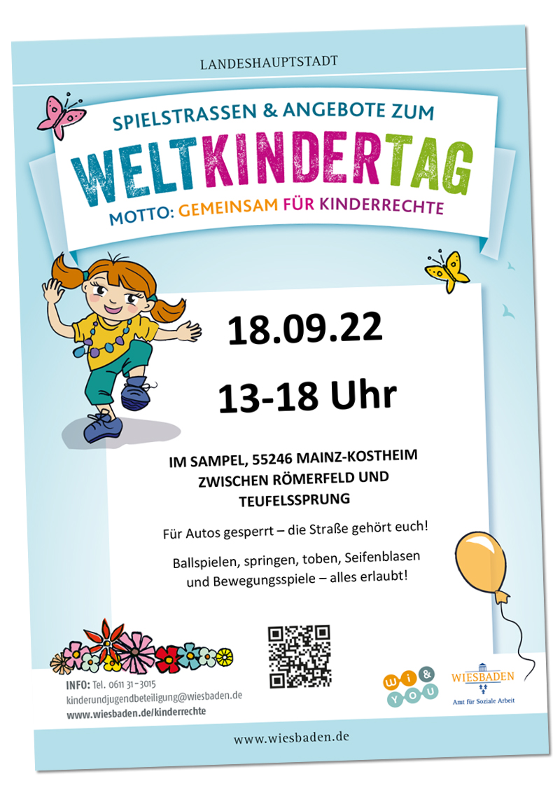 Weltkindertag 2022 . SpielstraÃen . Gemeinsam für Kinderechte . 18. September 2022 . kujakk . Kinder- und Jugendzentrum in der Reduit . Mainz-Kastel