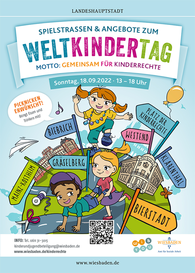 Weltkindertag 2022 . Gemeinsam fÃ¼r Kinderechte . SpielstraÃŸen in Wiesbaden . 18. September 2022 . wiandyou.de