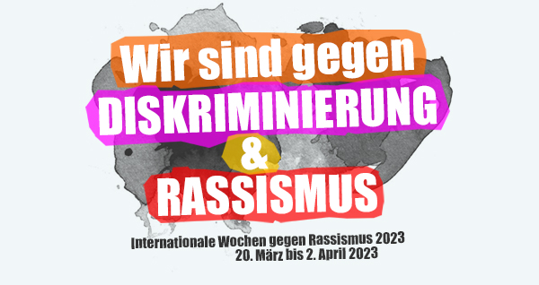 Wir sind gegen Diskriminierung & Rassismus . Internationale Wochen gegen Rassismus . 20. März bis 2. April 2023 . explorerkids* . Entdecker Werkstatt im kujakk . kujakk . Kinder- und Jugendzentrum in der Reduit . Mainz-Kastel . & . gct . graeselcityteens ...auf dem Gräselberg . Stadtteilzentrum Gräselberg . Wiesbaden
