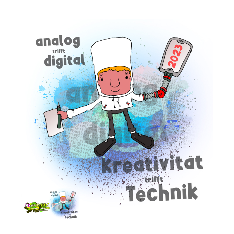 Workshop: KreativitÃ¤t trifft Technik . Osterferienprogramm 2023 im kujakk . 3. bis 6. April 2023 . KreativitÃ¤t trifft Technik / analog trifft digital . 6. April 2023 . explorerkids* im kujakk . Entdecker Werkstatt . Kinder- und Jugendzentrum in der Reduit . Mainz-Kastel