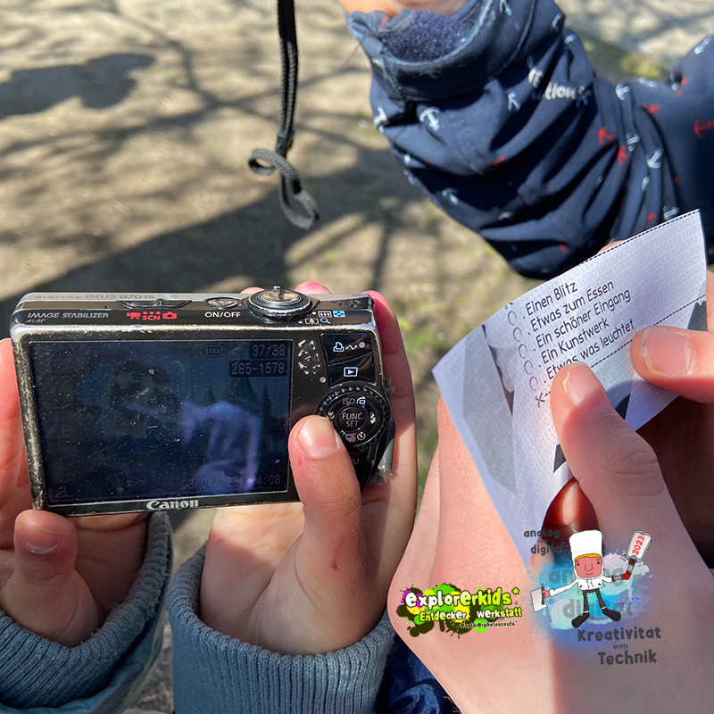 Foto Safari im Reduithof . KreativitÃ¤t trifft Technik / analog trifft digital . 3. April 2023 . explorerkids* im kujakk . Entdecker Werkstatt . Kinder- und Jugendzentrum in der Reduit . Mainz-Kastel