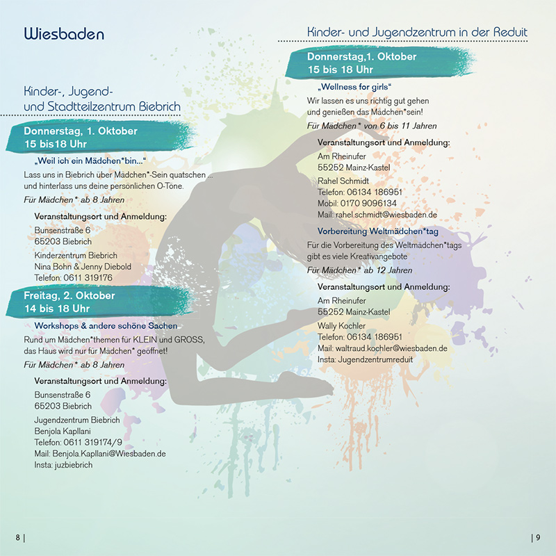 WELTMÃDCHEN*TAG 2020 . Chancengleichheit . Gewaltfreiheit . Selbstbestimmung . Aktionswoche vom 28. September bis 6. Oktober 2020 . in Mainz und Wiesbaden . kujakk . Kinder- und Jugendzentrum in der Reduit . Mainz-Kastel