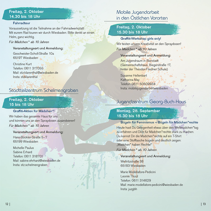 WELTMÃDCHEN*TAG 2020 . Chancengleichheit . Gewaltfreiheit . Selbstbestimmung . Aktionswoche vom 28. September bis 6. Oktober 2020 . in Mainz und Wiesbaden . kujakk . Kinder- und Jugendzentrum in der Reduit . Mainz-Kastel