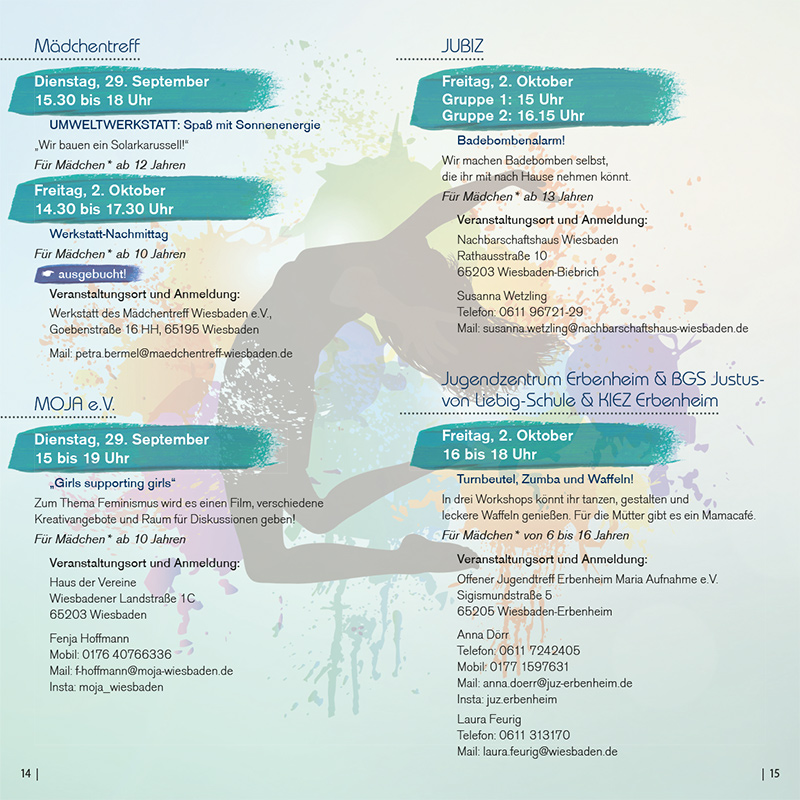 WELTMÃDCHEN*TAG 2020 . Chancengleichheit . Gewaltfreiheit . Selbstbestimmung . Aktionswoche vom 28. September bis 6. Oktober 2020 . in Mainz und Wiesbaden . kujakk . Kinder- und Jugendzentrum in der Reduit . Mainz-Kastel