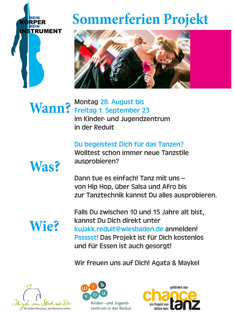 TANZPROJEKT 2023 . im Kinder- und Jugendzentrum Reduit . Mainz-Kastel . 28. August bis 1. September 2023 . kujakk . Kinder- und Jugendzentrum in der Reduit . Mainz-Kastel