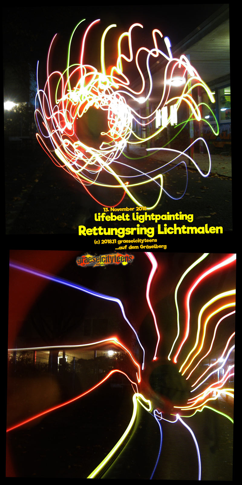 lifebelt lightpainting / Rettungsring Lichtmalen . graeselcityteens .  Stadtteilzentrum GrÃ¤selberg . Wiesbaden