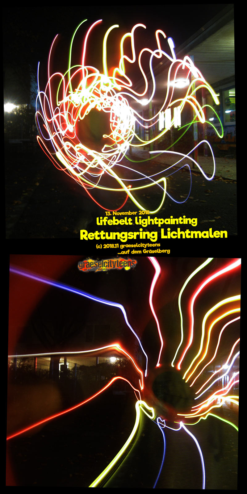 lifebelt lightpainting / Rettungsring Lichtmalen . graeselcityteens . Stadtteilzentrum Gräselberg . Wiesbaden