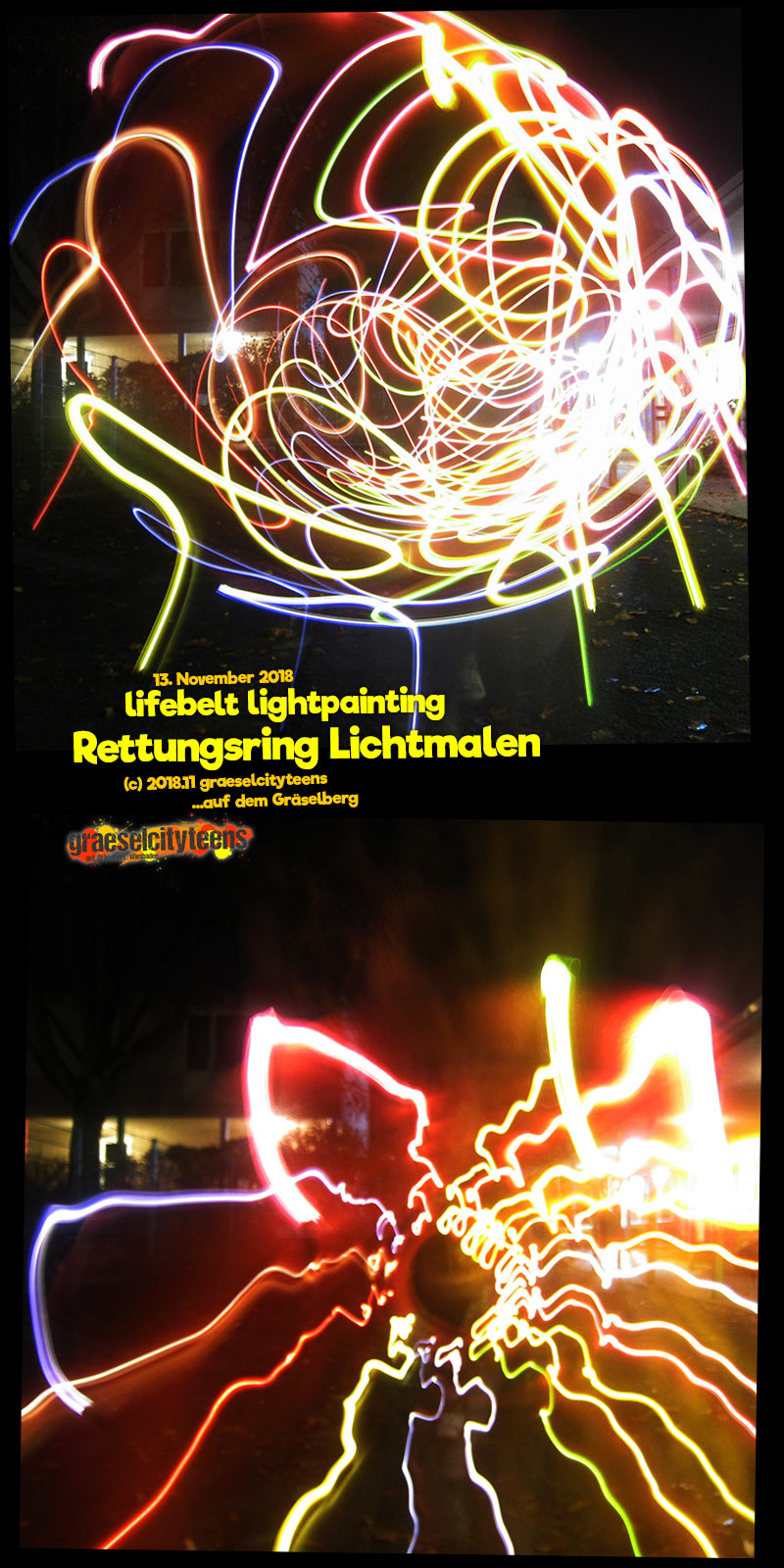 lifebelt lightpainting / Rettungsring Lichtmalen . graeselcityteens .  Stadtteilzentrum GrÃ¤selberg . Wiesbaden