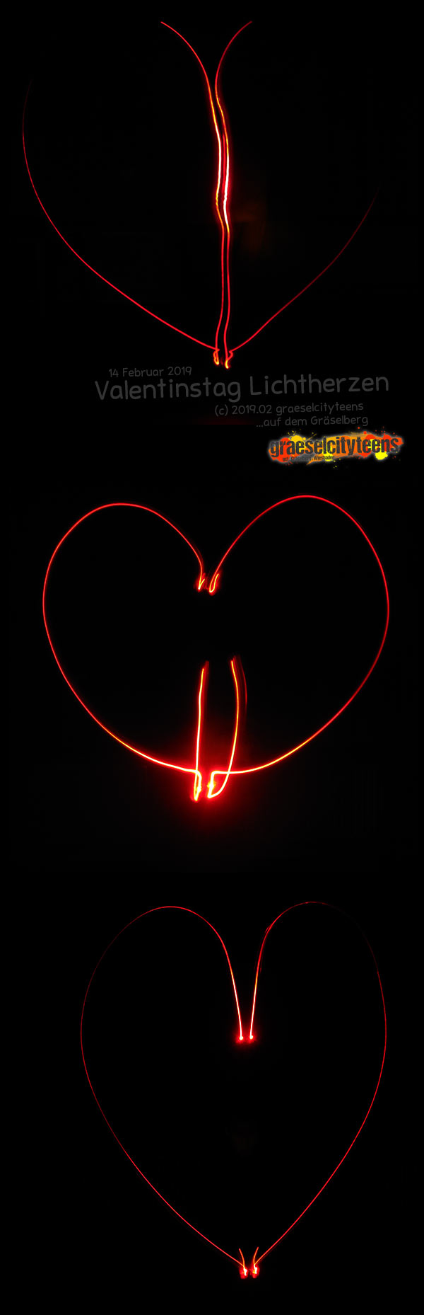Valentinstag Lichtherzen . Lichtmalen . graeselcityteens . gct . Stadtteilzentrum Gräselberg . Wiesbaden