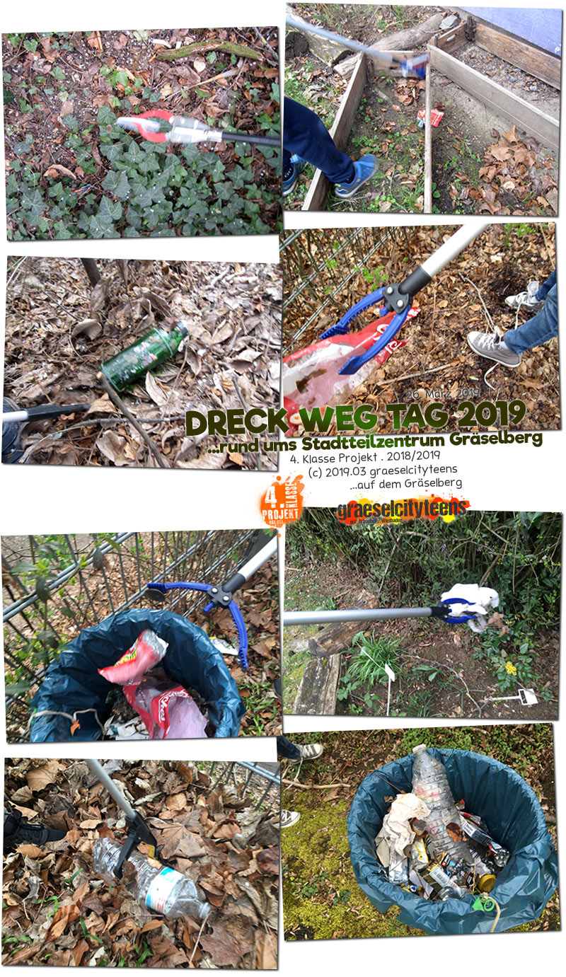 DRECK WEG TAG 2019 . ...rund ums Stadtteilzentrum Gräselberg . 26. März 2019 . Kooperationsprojekt . 4. Klasse Projekt . graeselcityteens . Stadtteilzentrum Gräselberg . Wiesbaden