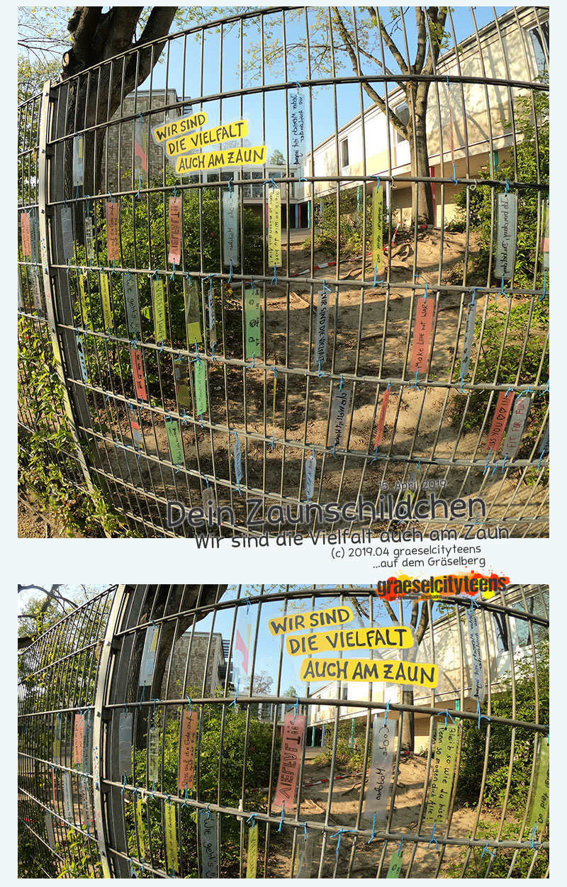 Dein Zaunschildchen . Wir sind die Vielfalt auch am Zaun . 15. April 2019 . Osterferien 2019 . Stadtteilzentrum Gräselberg . Wiesbaden