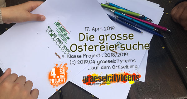 Die grosse Ostereiersuche . Sucht den pinken