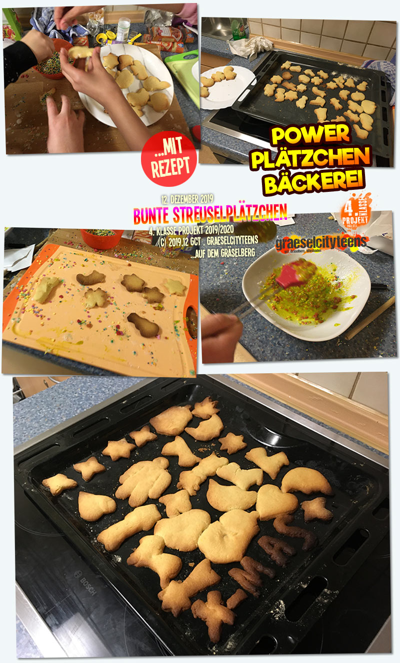 Bunte StreuselplÃ¤tzchen . ...mmmmhhhmmm, so einfach, so lecker! . 12. Dezember 2019 . Kooperationsprojekt . 4. Klasse Projekt . graeselcityteens . Stadtteilzentrum GrÃ¤selberg . Wiesbaden