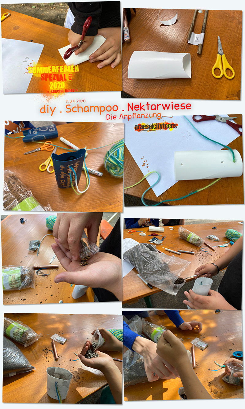 diy . Schampoo . Nektarwiese . Die Anpflanzung . 7. Juli 2020 . Sommerferien Spezial Zeit 2020 . special times . gct . graeselcityteens ...auf dem Gräselberg . Stadtteilzentrum Gräselberg . Wiesbaden