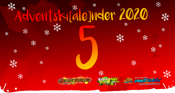 Adventskalender 2020 . Adventski[ale]nder 2020 . Gemeinsamer Adventskalender der gct . graeselcityteens, explorerkids* & compfotokids*
...mach mit! & Aktionen . Kreativ- und Medienangebote im Offenen Bereich . explorerkids* . Entdecker Werkstatt im kujakk . kujakk . Kinder- und Jugendzentrum in der Reduit . Mainz-Kastel . & . gct . graeselcityteens ...auf dem GrÃ¤selberg . Stadtteilzentrum GrÃ¤selberg . Wiesbaden . & . compfotokids* . Kreativ- und Medienwerkstatt im KiKo . KiKo . Kindertreff Kostheim . Mainz-Kostheim