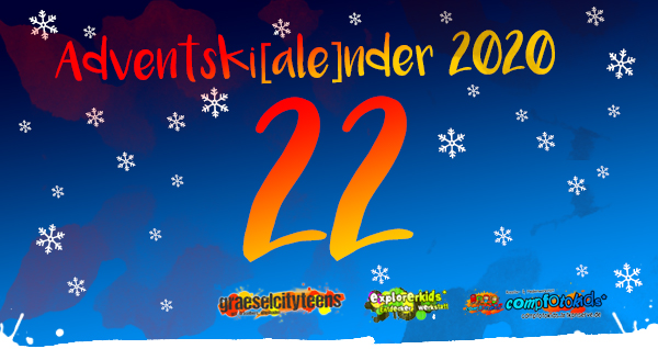 Adventskalender 2020 . Adventski[ale]nder 2020 . Gemeinsamer Adventskalender der gct . graeselcityteens, explorerkids* & compfotokids*
...mach mit! & Aktionen . Kreativ- und Medienangebote im Offenen Bereich . explorerkids* . Entdecker Werkstatt im kujakk . kujakk . Kinder- und Jugendzentrum in der Reduit . Mainz-Kastel . & . gct . graeselcityteens ...auf dem GrÃ¤selberg . Stadtteilzentrum GrÃ¤selberg . Wiesbaden . & . compfotokids* . Kreativ- und Medienwerkstatt im KiKo . KiKo . Kindertreff Kostheim . Mainz-Kostheim