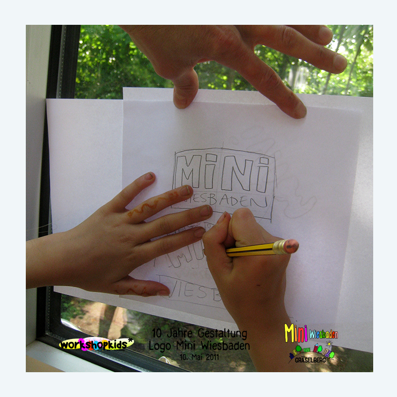 10 Jahre Gestaltung Logo Mini Wiesbaden . Mini Wiesbaden Gräselberg . Kinderspielstadt . Planspiel . Ferienprogramm . 10. Mai 2011 . workshopkids . ...auf dem Gräselberg . Stadtteilzentrum Gräselberg . Wiesbaden