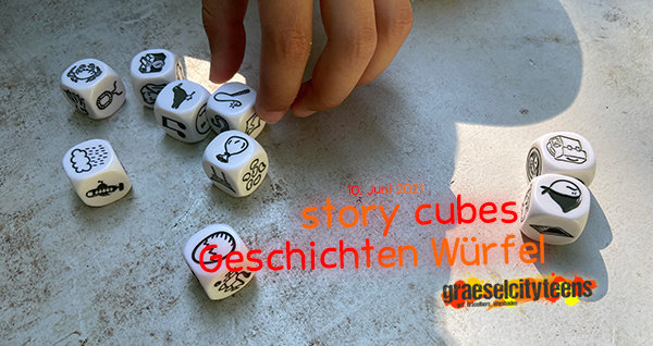 Geschichten Würfel . story cubes . 10. Juni 2021 . gct . graeselcityteens ...auf dem Gräselberg . Stadtteilzentrum Gräselberg . Wiesbaden