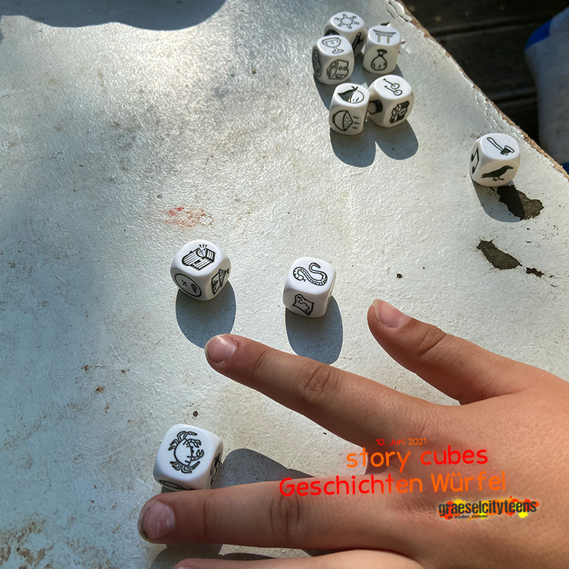 Geschichten Würfel . story cubes . 10. Juni 2021 . gct . graeselcityteens ...auf dem Gräselberg . Stadtteilzentrum Gräselberg . Wiesbaden