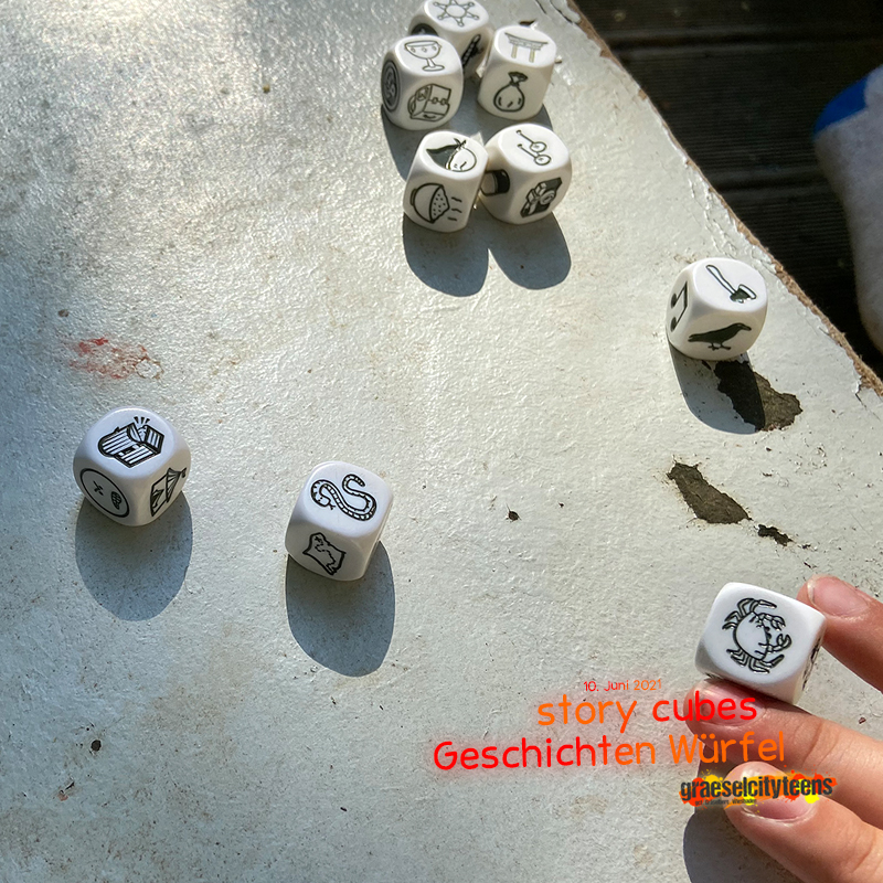 Geschichten Würfel . story cubes . 10. Juni 2021 . gct . graeselcityteens ...auf dem Gräselberg . Stadtteilzentrum Gräselberg . Wiesbaden