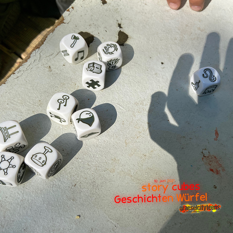 Geschichten Würfel . story cubes . 10. Juni 2021 . gct . graeselcityteens ...auf dem Gräselberg . Stadtteilzentrum Gräselberg . Wiesbaden