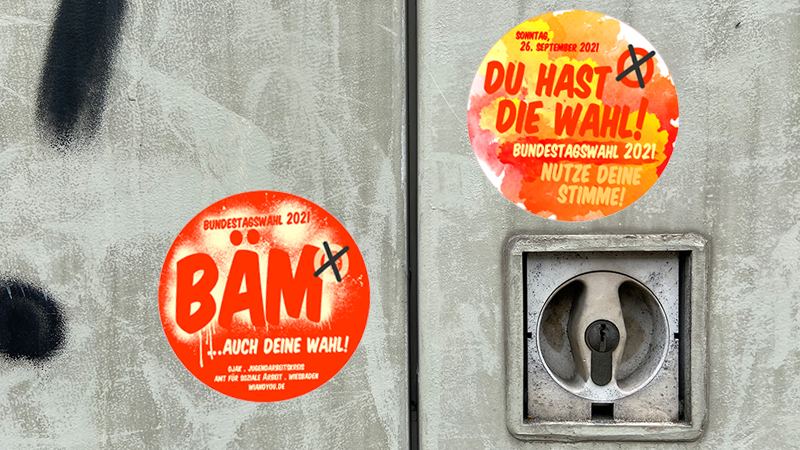 Du hast die Wahl! & BÃM . Aufkleber . ...für die Erstwähler*innen Päckchen . 17. Juli 2021 . Bundestagswahl: Sonntag, 26. September 2021 . 23. September 2021 . gct . graeselcityteens ...auf dem Gräselberg . Stadtteilzentrum Gräselberg . Wiesbaden