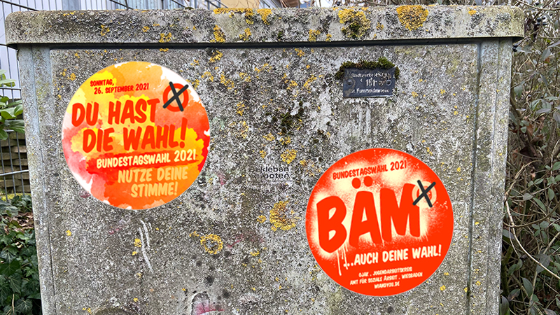 Du hast die Wahl! & BÃM . Aufkleber . ...für die Erstwähler*innen Päckchen . 17. Juli 2021 . Bundestagswahl: Sonntag, 26. September 2021 . 23. September 2021 . gct . graeselcityteens ...auf dem Gräselberg . Stadtteilzentrum Gräselberg . Wiesbaden