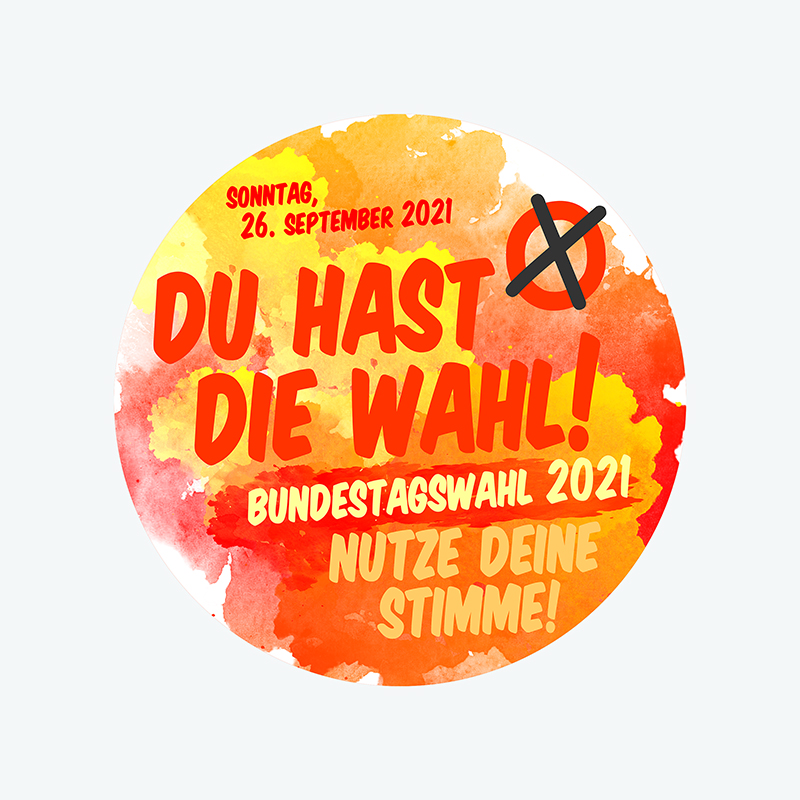 Du hast die Wahl! & BÃM . Aufkleber . ...für die Erstwähler*innen Päckchen . 17. Juli 2021 . Bundestagswahl: Sonntag, 26. September 2021 . 23. September 2021 . gct . graeselcityteens ...auf dem Gräselberg . Stadtteilzentrum Gräselberg . Wiesbaden