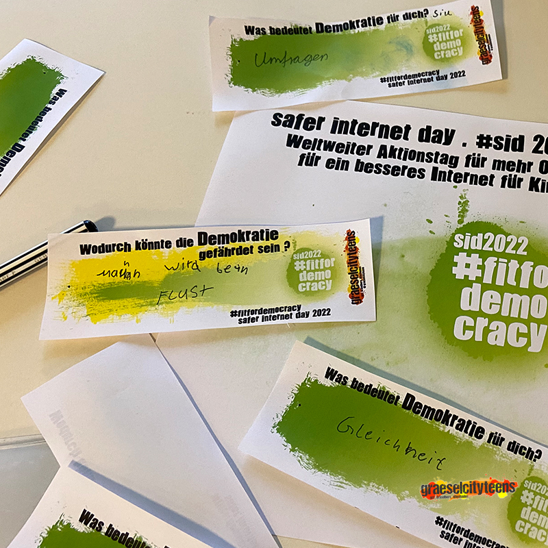 Aktion: safer internet day 2022 . #fitfordemocracy / #fitfuerdiedemokratie . 10. Februar 2022 . gct . graeselcityteens ...auf dem Gräselberg . Stadtteilzentrum Gräselberg . Wiesbaden