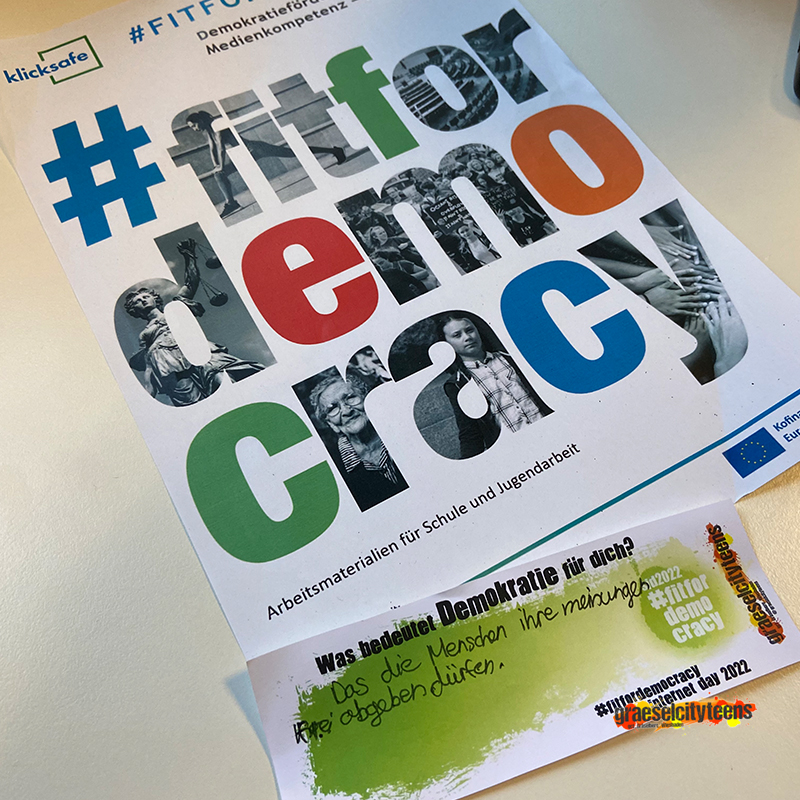 Aktion: safer internet day 2022 . #fitfordemocracy / #fitfuerdiedemokratie . 10. Februar 2022 . gct . graeselcityteens ...auf dem Gräselberg . Stadtteilzentrum Gräselberg . Wiesbaden