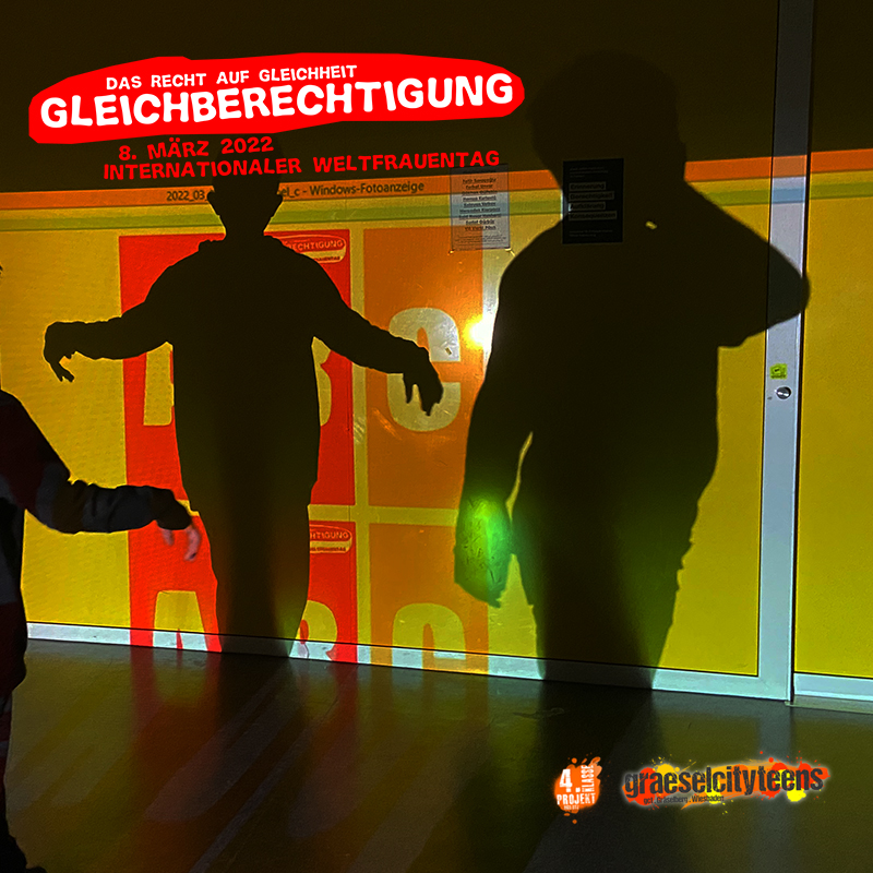 Thema: Gleichberechtigung . 11 Fragen zum Thema . 10. März 2022 . Kooperationsprojekt . Betreuende Grundschule . gct . graeselcityteens ...auf dem Gräselberg . Stadtteilzentrum Gräselberg . Wiesbaden