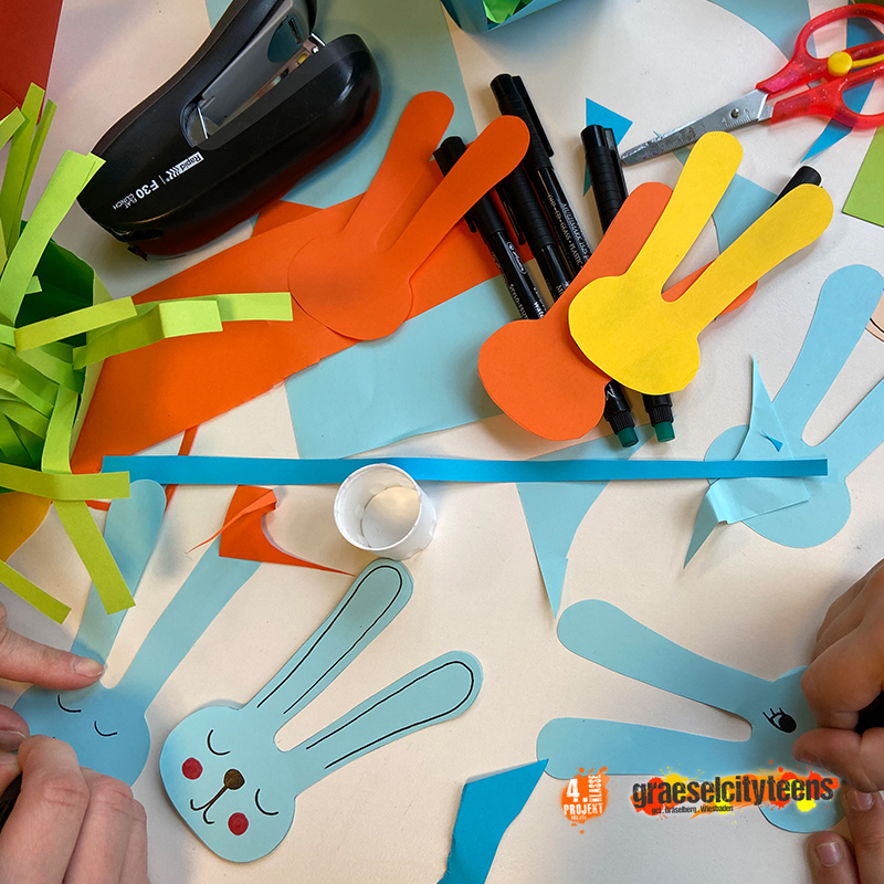 Buntes Osterkörbchen . Wir gestalten uns ein schönes Osterkörbchen . 7. April 2022 . Kooperationsprojekt . Betreuende Grundschule . gct . graeselcityteens ...auf dem Gräselberg . Stadtteilzentrum Gräselberg . Wiesbaden