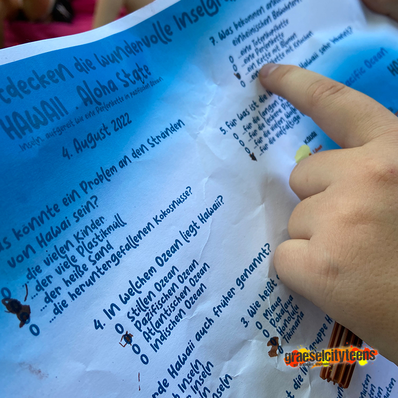 Hawaii . Rätselsuche . Die wunderschöne Inselkette im pazifischen Ozean . 4. August 2022 . gct . graeselcityteens ...auf dem Gräselberg . Stadtteilzentrum Gräselberg . Wiesbaden