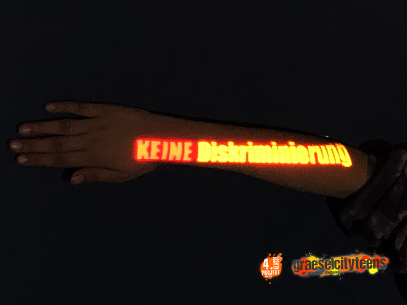 Aktion: Lichttattoos . zero discrimination day . 2. MÃ¤rz 2023 . Schuljahr 2022/2023 . 4KP . 4. Klasse Projekt  . Kooperationsprojekt zwischen Betreuende Grundschule GrÃ¤selberg und Stadtteilzentrum GrÃ¤selberg . Wiesbaden