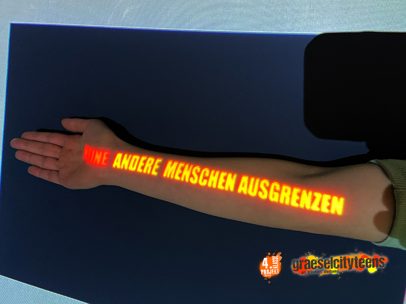 Aktion: Lichttattoos . zero discrimination day . 2. MÃ¤rz 2023 . Schuljahr 2022/2023 . 4KP . 4. Klasse Projekt  . Kooperationsprojekt zwischen Betreuende Grundschule GrÃ¤selberg und Stadtteilzentrum GrÃ¤selberg . Wiesbaden