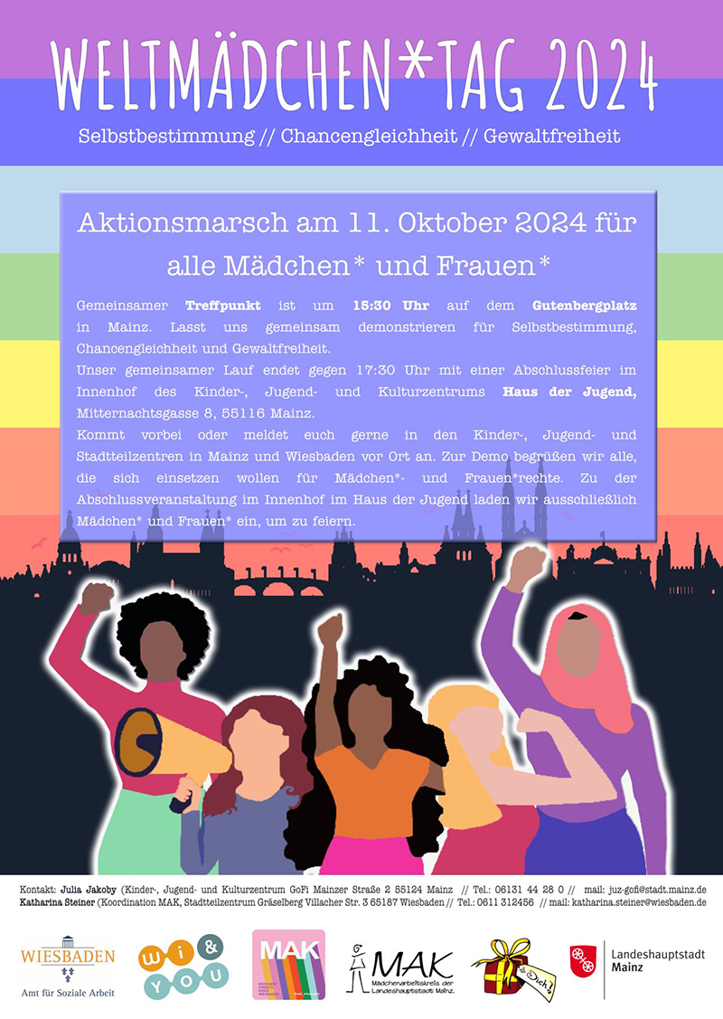 WeltmÃ¤dchentag 2024 . Aktionsmarsch . Freitag, 11. Oktober 2024 . MAK . MÃ¤dchenarbeitskreis
